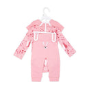 Three-pack pink girl’s outfit set featuring bunny and floral patterns, with long sleeves and a bunny graphic on the back.