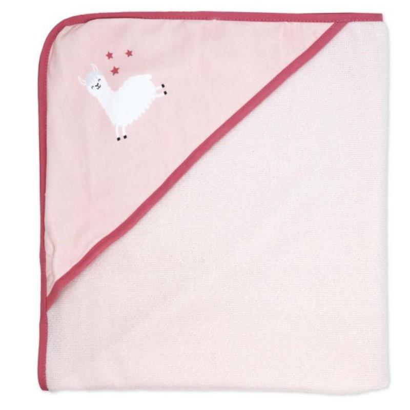 Rose Textiles 3Pk Hooded Towels With 3 Washcloths, Pink Llama Image 3