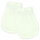 Green baby mitts suited for infants 0 to 6 months, featuring a soft and elastic design for comfort.