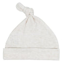 Beige knotted baby hat from the Rose Textiles 3Pk Naturelle Take Me Home Set, featuring soft fabric and a rolled brim.