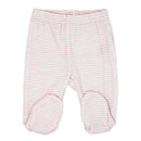 Pink striped baby leggings with footed design, part of the Rose Textiles 3Pk Naturelle Take Me Home Set.
