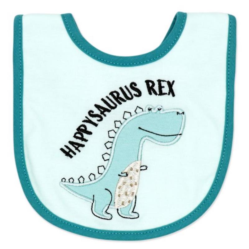 Rose Textiles - 5Pk Baby Boy Bib & Sock Set Teal Dino Image 3