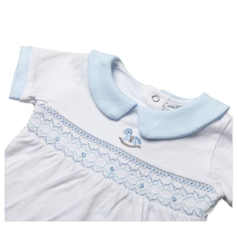 Rose Textiles - Baby Boys Short Set, Blue Rocking Horse Image 2