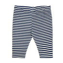Navy and white striped waffle pants for baby boys, part of the Rose Textiles set, showcasing a comfortable elastic waistband.