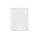Pointelle knit blanket in white, featuring textured stitching and a soft finish, ideal for cozying up or decoration.
