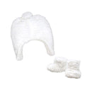 White plush hat with a pom-pom and matching booties from the Rose Textiles Ridge Plush Hat & Bootie Set.