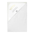 Solid grey flannel crib sheet with packaging showing product details and care instructions.