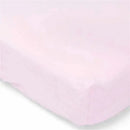 Solid pink flannel crib sheet from Rose Textiles, showcasing a soft, smooth texture ideal for baby bedding.