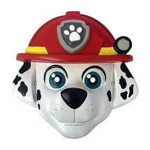 Half-mask depicting Marshall from Paw Patrol, featuring a firefighter hat and cartoonish facial details.