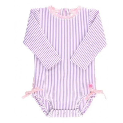 Rufflebutts - Lilac Seersucker One Piece Rash Guard  Image 1