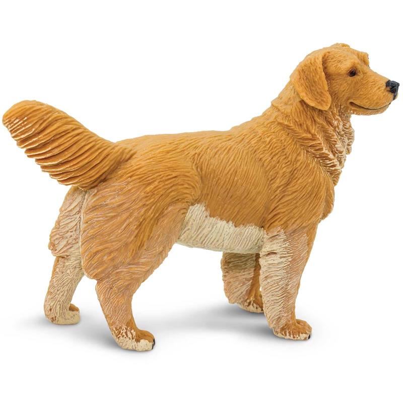 Golden Retriever plastic model figure, 4.5 inches, featuring detailed fur texture and a standing pose.