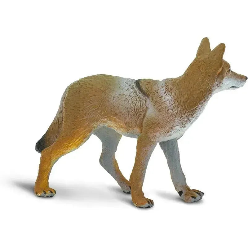 Lifelike 3.75-inch coyote figurine in a walking pose, featuring detailed fur textures and realistic coloring.
