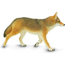 Detailed Safari Ltd. coyote toy figurine, 6.5 inches, showcasing realistic fur texture and natural pose.