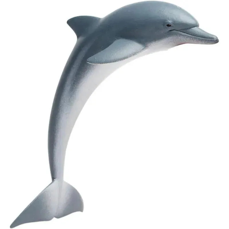 Lifelike 4.5-inch dolphin figurine by Safari Ltd., showcasing a sleek grey body and playful expression.