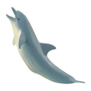Dolphin figurine from Safari Ltd, depicted in a leaping position with a blue-gray body and open mouth.