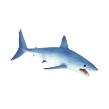 Mako shark figurine from Safari Ltd, featuring a blue dorsal surface and detailed teeth.