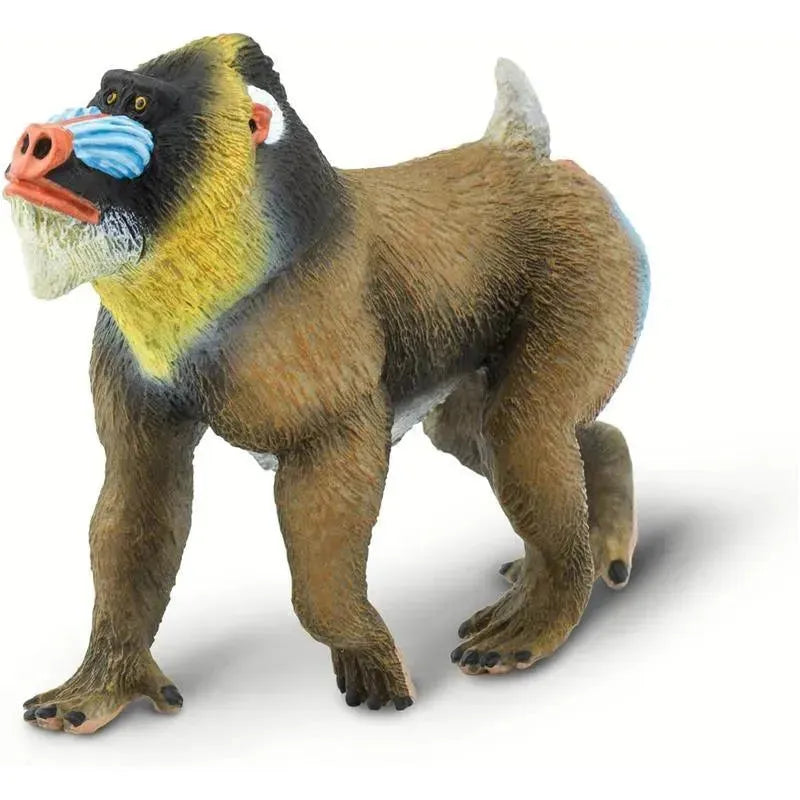 Mandrill figurine from Safari Ltd., featuring detailed coloration and realistic textures, in a walking pose.