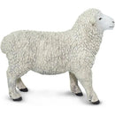 Lifelike 3.25-inch Safari Ltd. sheep figurine with a textured woolly coat and black hooves, ideal for educational play.
