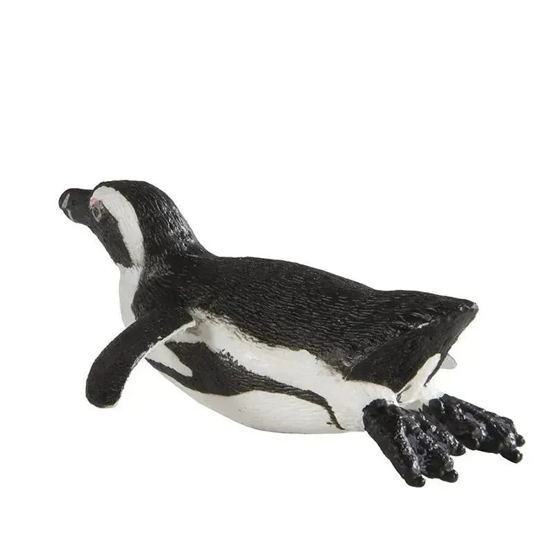 South African penguin figurine featuring detailed black and white markings, positioned in a swimming pose.