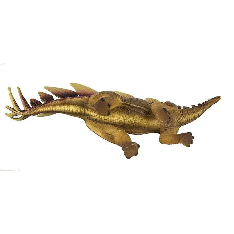 Wild Safari Stegosaurus toy, detailed with a textured body and vibrant colors, showcasing spines and a tail.
