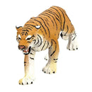 Bengal tiger figure from Safari Ltd, featuring detailed stripes and a fierce expression, posed in a walking stance.