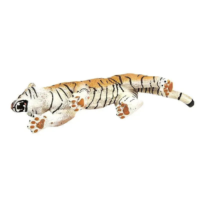 Bengal tiger figurine by Safari Ltd, featuring realistic details, striped fur, and a resting pose.