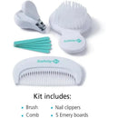 Deluxe Healthcare & Grooming Kit by Safety 1st with brush, comb, nail clippers, and five emery boards.