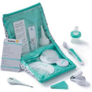 Deluxe Healthcare & Grooming Kit from Safety 1st, featuring combs, a thermometer, nail clippers, and alcohol wipes in a zippered pouch.