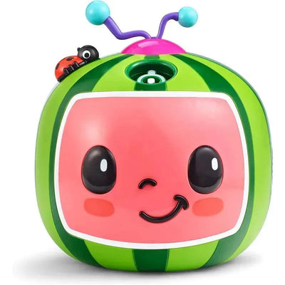 Sandy Ruben CoComelon NO Spill Musical Bubble Machine, featuring a cartoonish watermelon design with a smiling face.