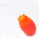 Sassy 3-Piece Easy Squeezies Bath Toy in bright orange, shaped like a rounded egg with dot texture, shoots water from flexible spouts.