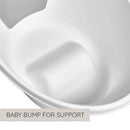 Newborn baby bath with a baby bump feature for support, designed for easy and safe bathing.