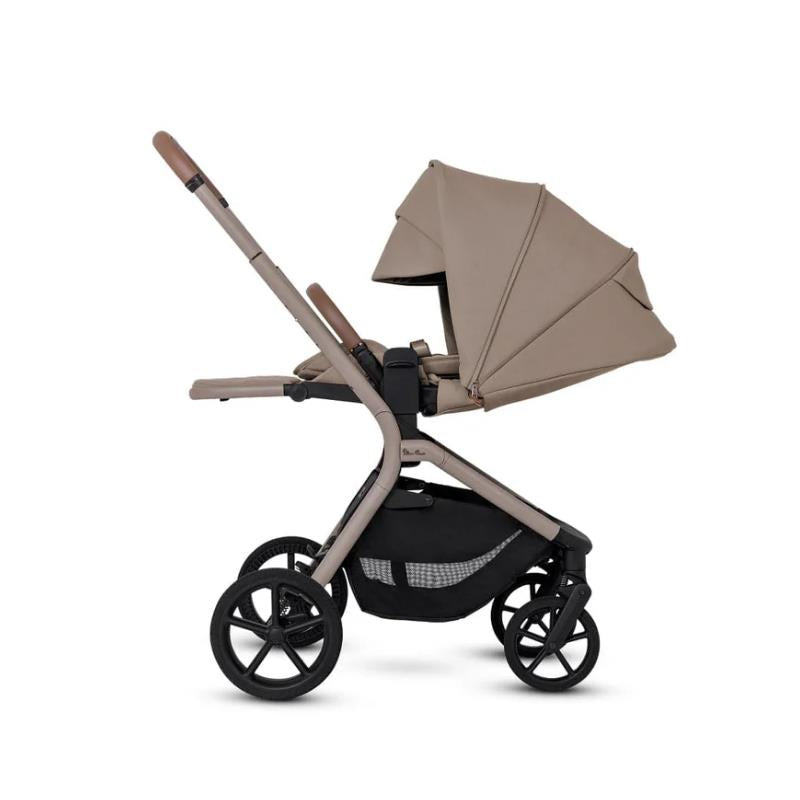 Silver Cross Breez Modular Stroller in champagne color, featuring a sunshade and a spacious undercarriage.