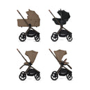 Silver Cross Breez Modular Stroller & Bassinet Bundle in Maple, featuring multiple configurations of stroller and bassinet.