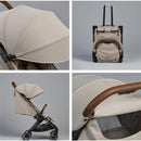 Lightweight Silver Cross Clic stroller in latte color with a folding design and a large canopy for sun protection.