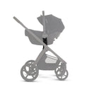 Silver Cross Cove 2 universal car seat adapters attached to a stroller, showcasing the connection points and design.