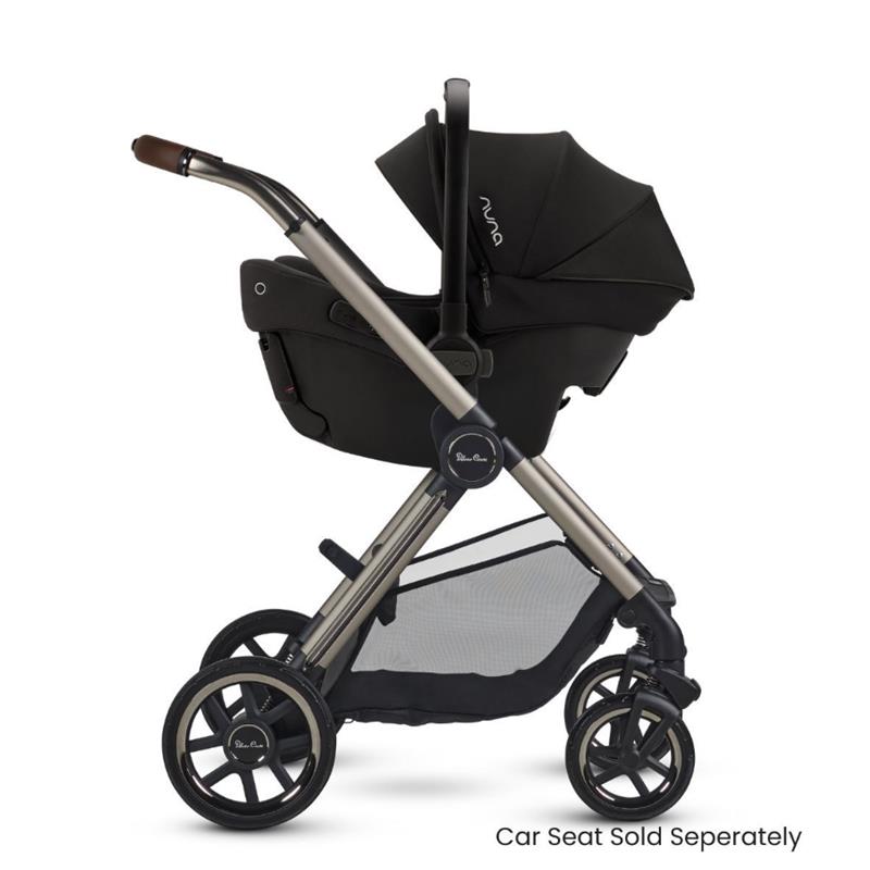 Silver Cross Reef 2 modular stroller in Frappe with a black car seat; features a sleek frame and large wheels.