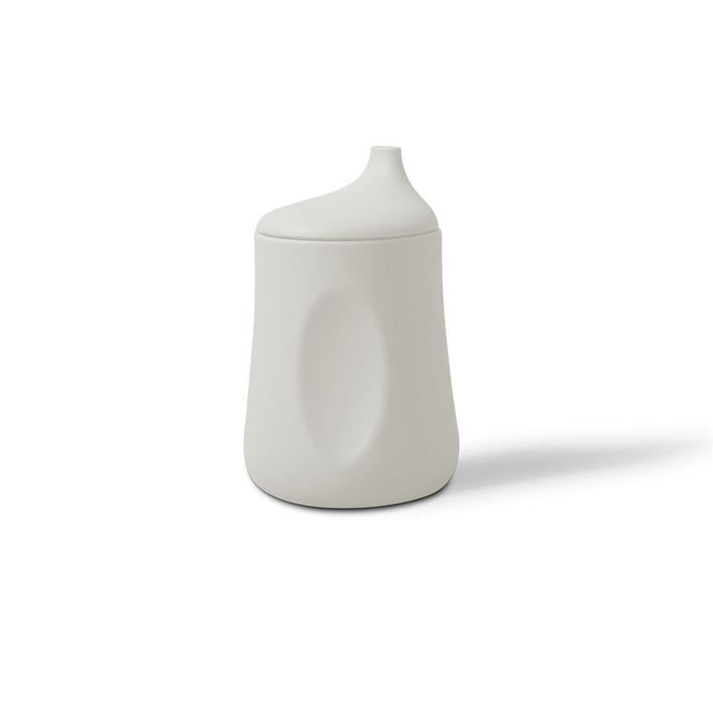 Universal snack tray in soft white with a unique, curved lid suitable for children.