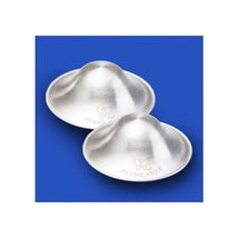 Silveranna® 925 Silver Nipple Shields, size L, featuring a smooth, shiny surface with a distinctive raised center.