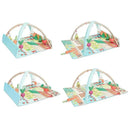 Colorful Farmstand Activity Gym featuring soft toys, textured fabrics, and a playful garden theme for infant engagement.
