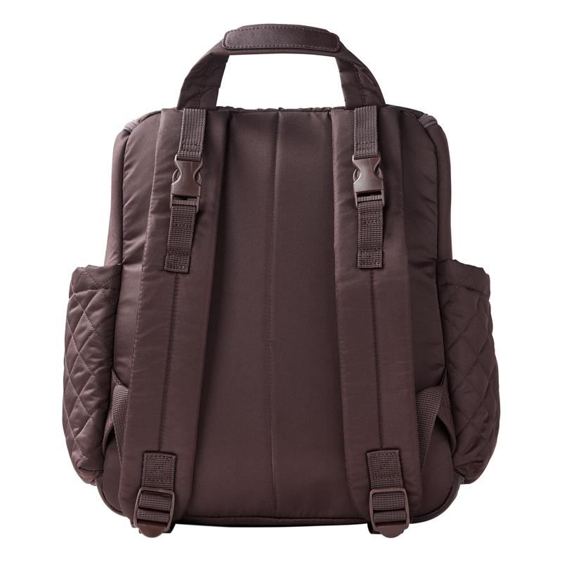 Forma Backpack in Chocolate color, featuring padded shoulder straps and side pockets for storage.