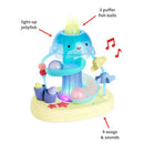 Skip Hop Seascape Musical Activity Ball Drop features a light-up jellyfish design with three colorful puffer fish balls, offering 9 songs and sounds.
