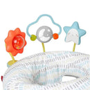 Skip Hop Silver Lining Cloud 2-in-1 Activity Floor Seat with colorful toys: a flower, moon, and star for interactive play.