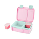 Skip Hop Spark Style Bento Box in ice cream colors, featuring two compartments and two small containers, open and ready for use.