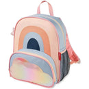 Little kid backpack by Skip Hop featuring a rainbow design and a metallic cloud front pocket.