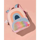 Little kid backpack by Skip Hop featuring a rainbow design and a colorful cloud detail, ideal for children.