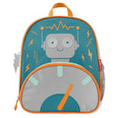 Skip Hop Spark Style Little Kid Backpack featuring a robot design with lightning bolt details and an orange trim.