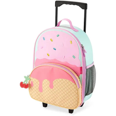 Skip Hop Spark Style luggage in Ice Cream design, featuring pastel colors, a cone base, and sprinkles detail.