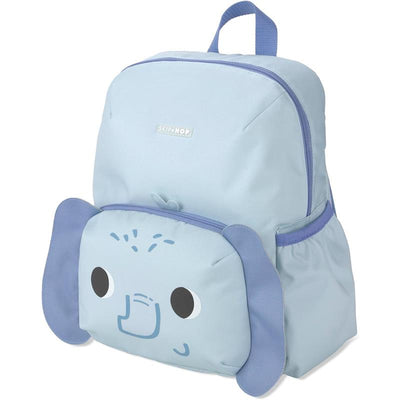 Toddler backpack by Skip Hop featuring an elephant design with adjustable padded straps and a light blue color.