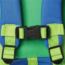 Colorful blue and green straps with a black buckle, part of the Skip Hop Zoo Mini Backpack designed for children.