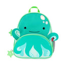 Backpack featuring a friendly octopus design with colorful tentacles, starfish zipper pulls, and a smiling face.